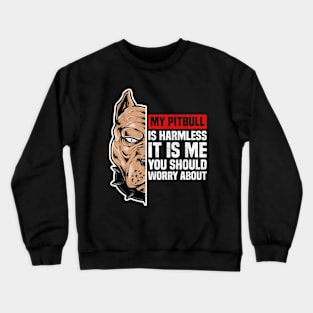 My Pitbull Is Harmless It is Me You Should Worry About, Pitbull Owner Crewneck Sweatshirt